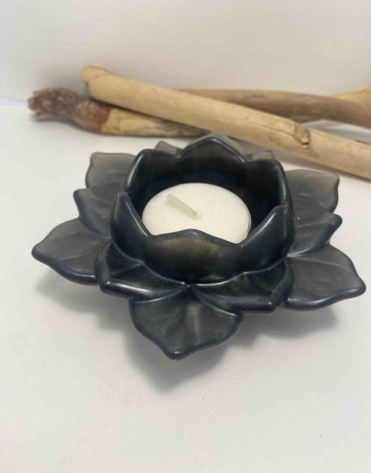 photophore fleur de lotus noir nacré